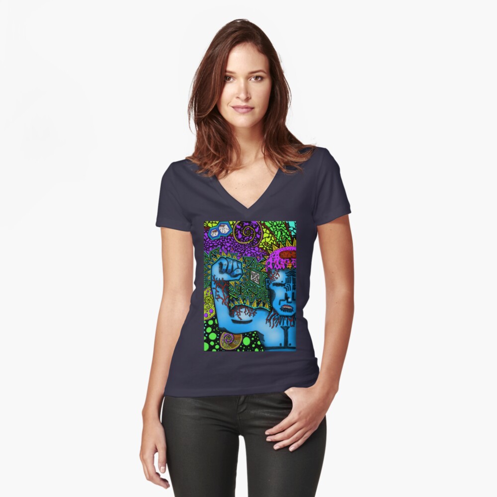Item preview, Fitted V-Neck T-Shirt designed and sold by intenzaesthetic.