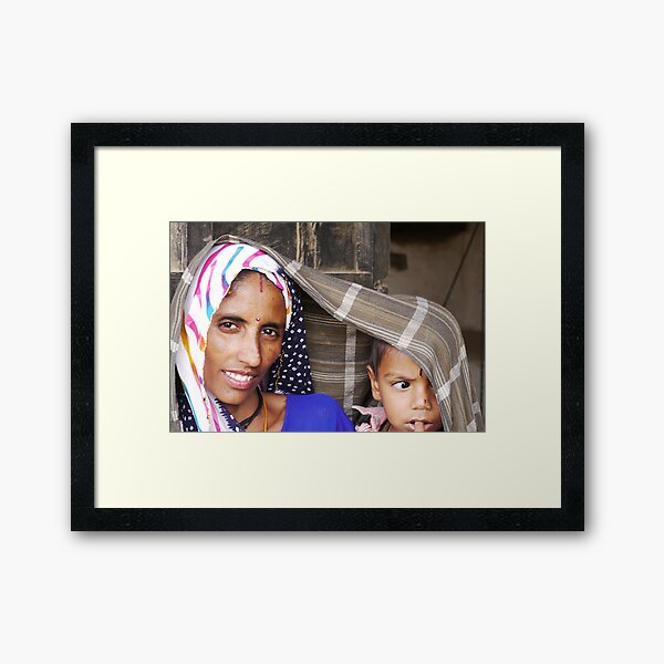 mother and son Framed Art Print