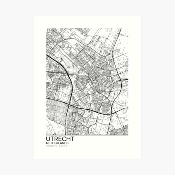 Old Utrecht Netherlands Map 1897 Vintage City /& Street Atlas Poster