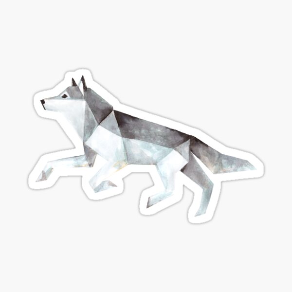 Low Poly Watercolor - Wolf Sticker
