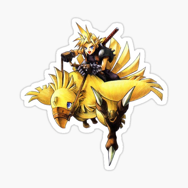 Cloud rides a chocobo !! Sticker