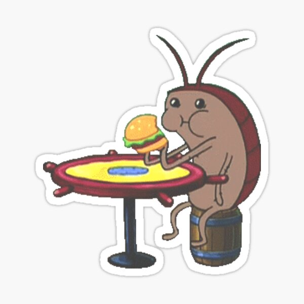 Spongebob Cockroach Eating A Krabby Patty Sticker