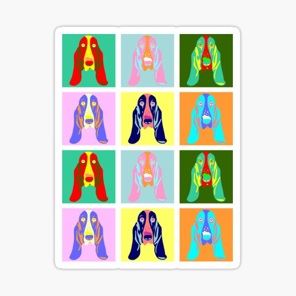 Basset Hound Pop Art Sticker