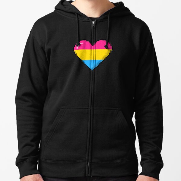 Pansexual Pride 8-Bit Pixel Heart Zipped Hoodie