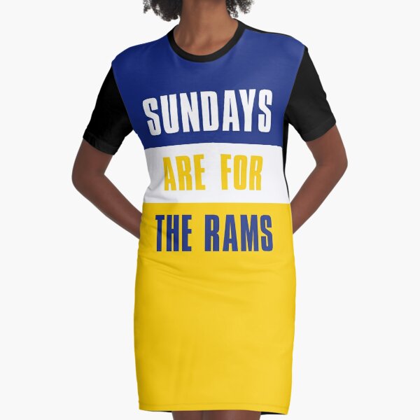 Los Angeles Rams Women V-Neck T-shirt Dress Skirt Loose Short Sleeve  Sundress