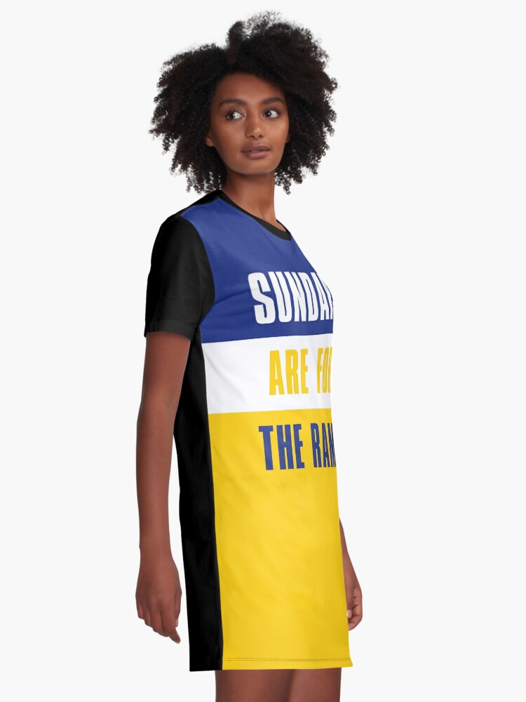 Los Angeles Rams Women V-Neck T-shirt Dress Skirt Loose Short Sleeve  Sundress