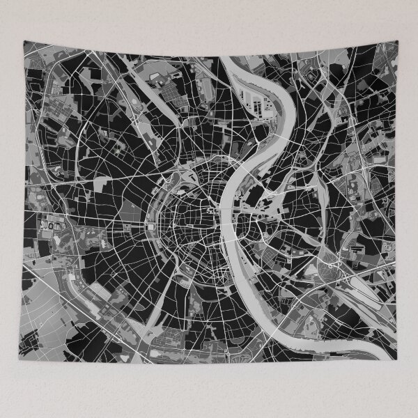 Item preview, Cologne map black and white designed and sold by PlanosUrbanos.
