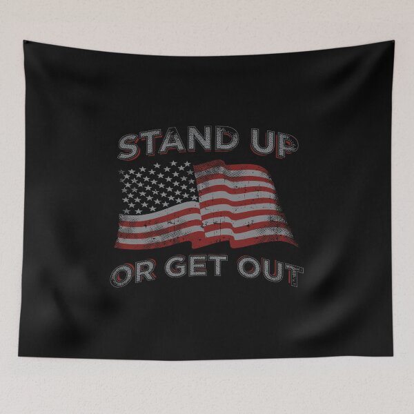 Item preview, USA Flag Stand Up Or Get Out Patriotic Veterans designed and sold by BUBLTEES.