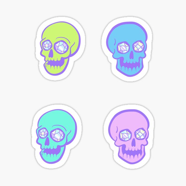 Vista previa del artículo con la obra «Juego de pegatinas de calavera de cristal», diseñado y vendido por Rockee Armendariz.