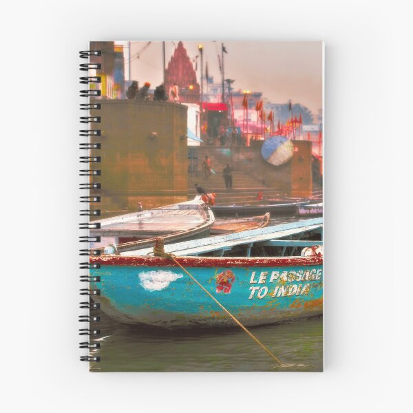 Item preview, Varanasi, boats on the ghat, Le Passage to India designed and sold by dombhai.