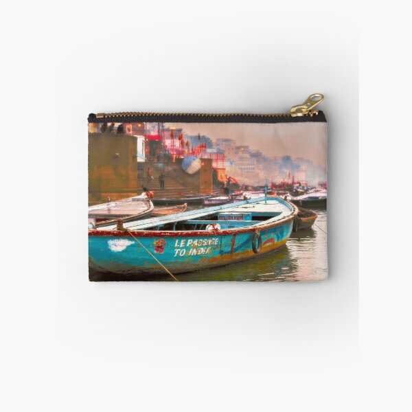 Item preview, Varanasi, boats on the ghat, Le Passage to India designed and sold by dombhai.