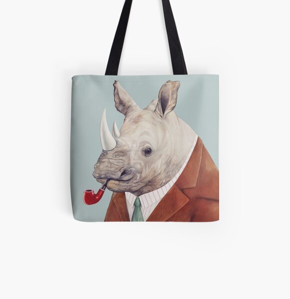 Rhinoceros All Over Print Tote Bag