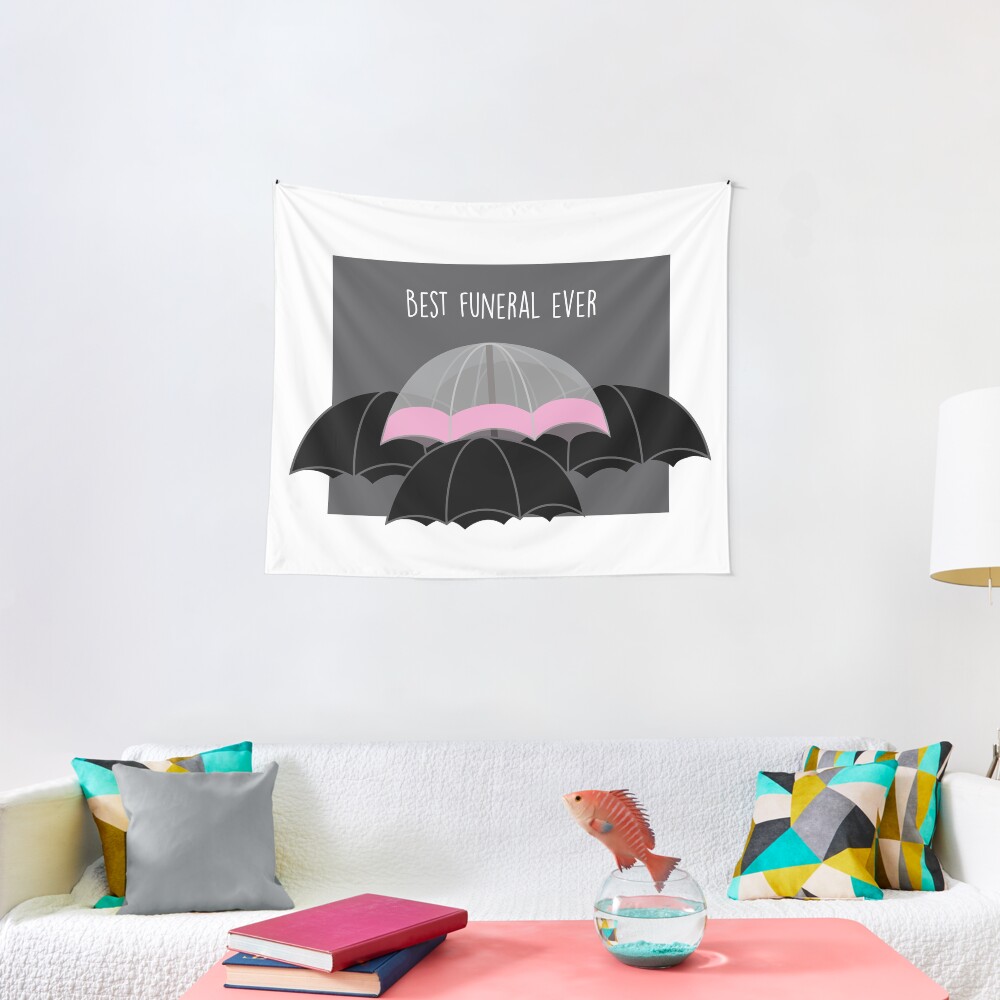 Pink Umbrella- With Text Tapestry