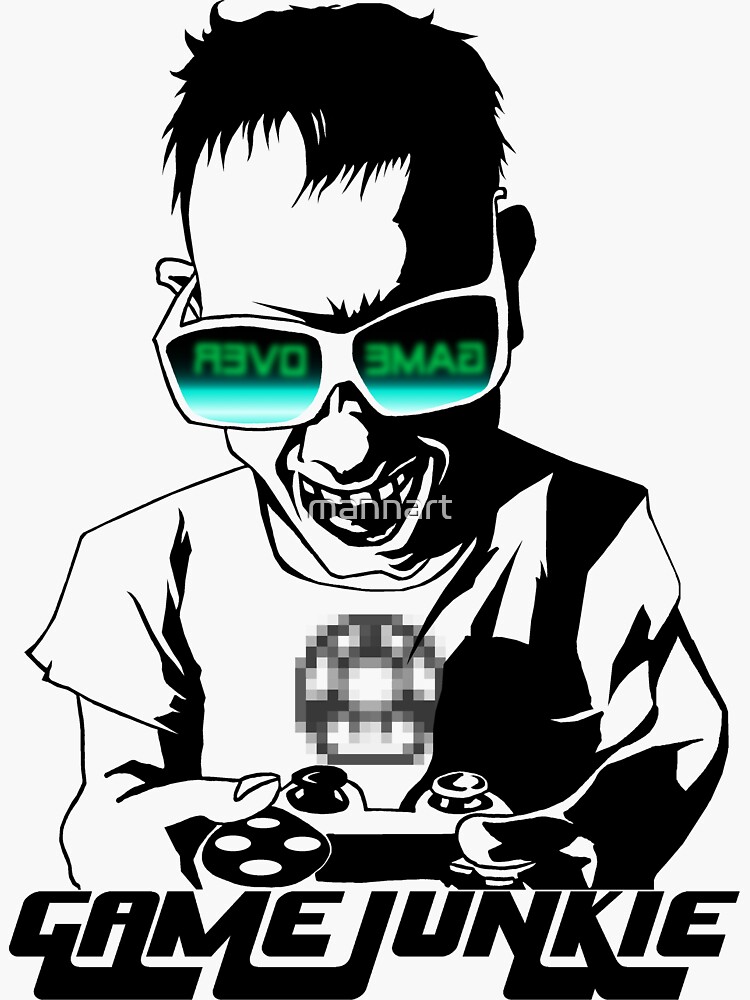 "Video Game Junkie" Sticker by mannart Redbubble