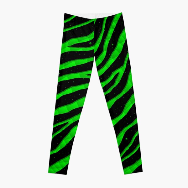 Ripped SpaceTime Stripes - Green Leggings