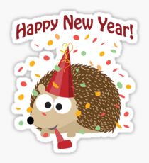 Frohes Neues Jahr Igel Sticker