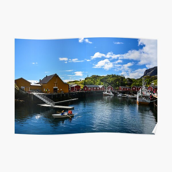 Rorbuer am Nusfjord auf den Lofoten, Norwegen / Skandinavien Poster