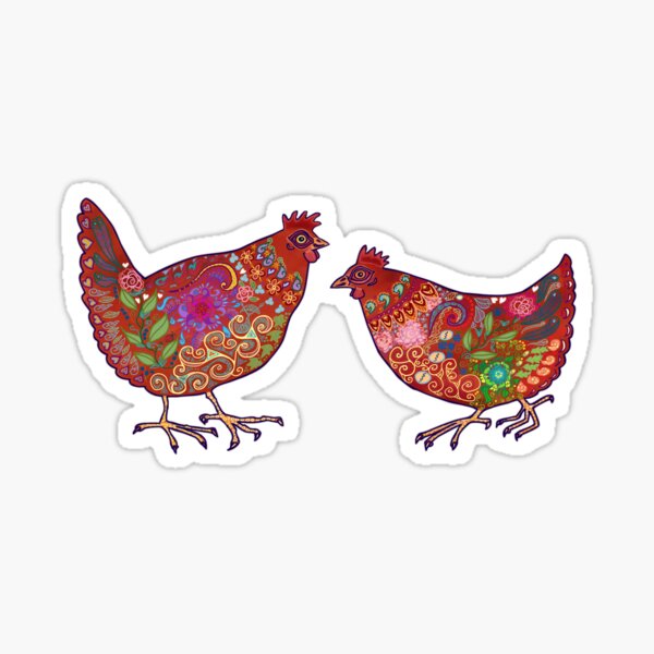 Red Chickens Sticker
