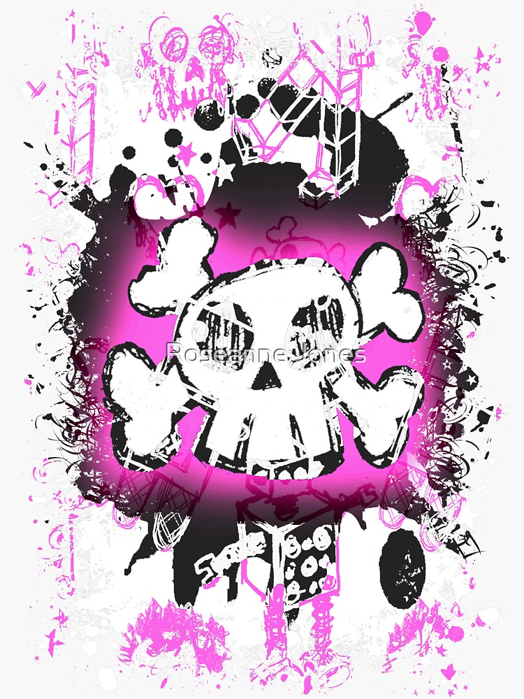 Thumbnail 3 of 3, Sticker, Pink Cartoon Skull designed and sold by RoseanneJones.
