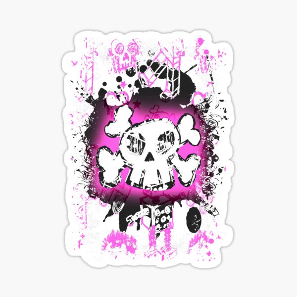 Pink Cartoon Skull Sticker