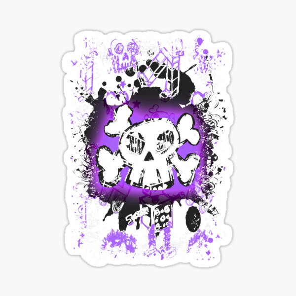 Purple Cartoon Skull Sticker