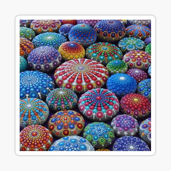 Small Painted Mandala Stones Paperweights Dot Art Mandala Rocks