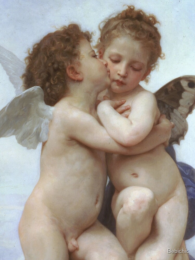 The first Kiss (Detail) - William Adolphe Bouguereau as art print or hand  painted oil.