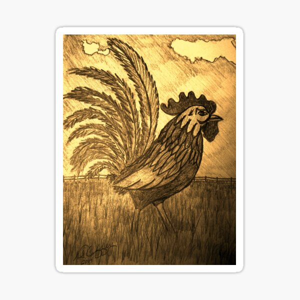ROOSTER IN THE GRASS Sticker