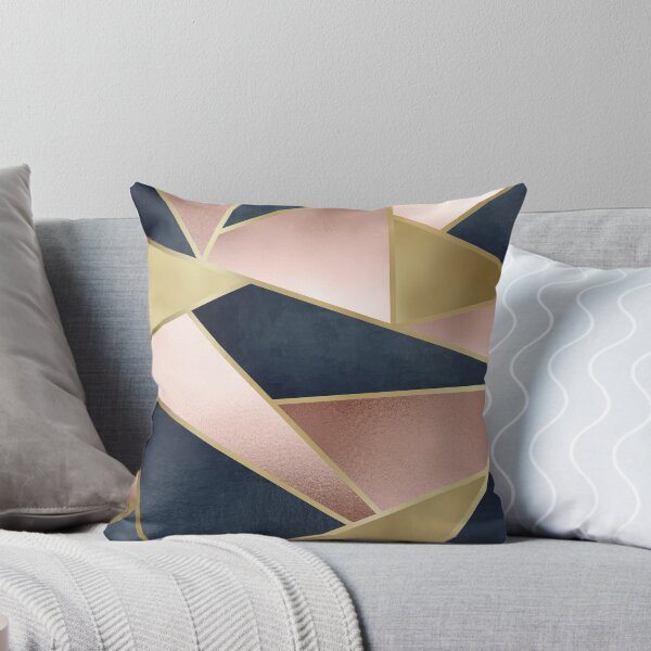 Item preview, Geometric, Rose Gold, Pink, Gold and Navy Blue, Abstract, Pattern designed and sold by meggydesigns.