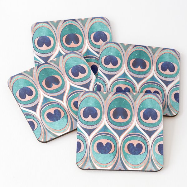 Item preview, Peacock Feathers Eye // teal blue and metal coral rose designed and sold by SelmaCardoso.