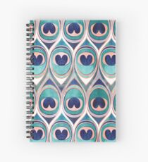 Peacock Feathers Eye // teal blue and metal coral rose Spiral Notebook