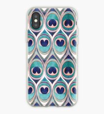 Pfauenfedern Auge // blaugrün blau und Metall Korallenrose iPhone-Hülle & Cover