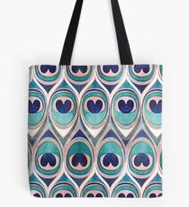 Peacock Feathers Eye // teal blue and metal coral rose Tote Bag