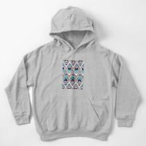 Peacock Feathers Eye // teal blue and metal coral rose Kids Pullover Hoodie