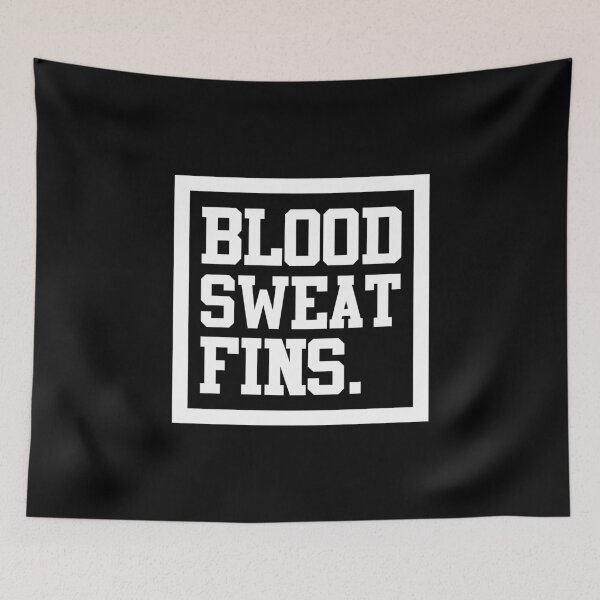 Item preview, Blood sweat and fins funny swimmer tshirt designed and sold by Nessshirts.