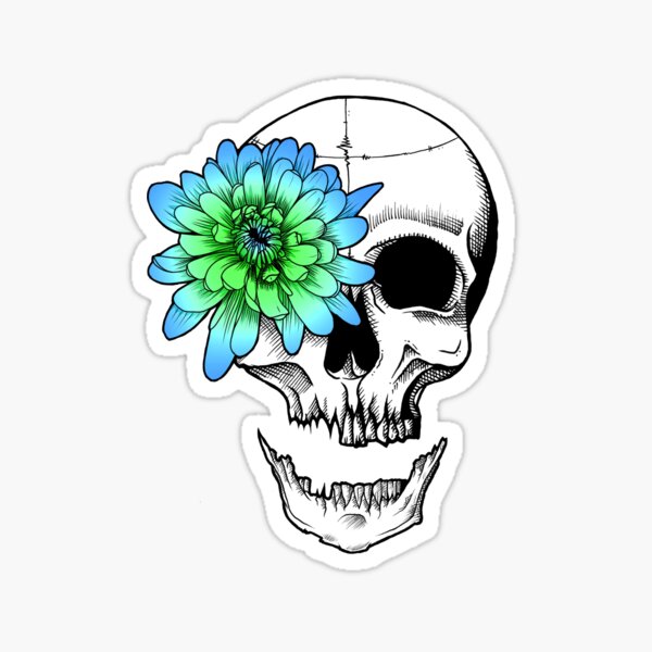 Item preview, Chrysanthemum Eye Skull - Light Blue designed and sold by BenjyyHart.