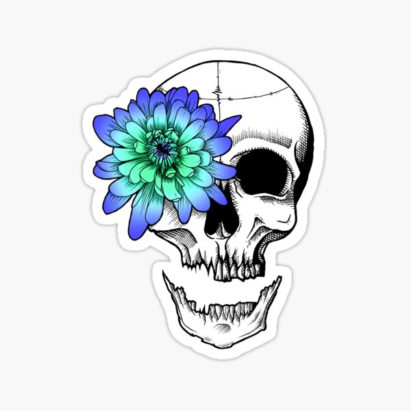 Item preview, Chrysanthemum Eye Skull - Blue designed and sold by BenjyyHart.
