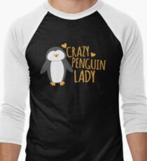 Crazy Penguin Lady Men's Baseball ¾ T-Shirt