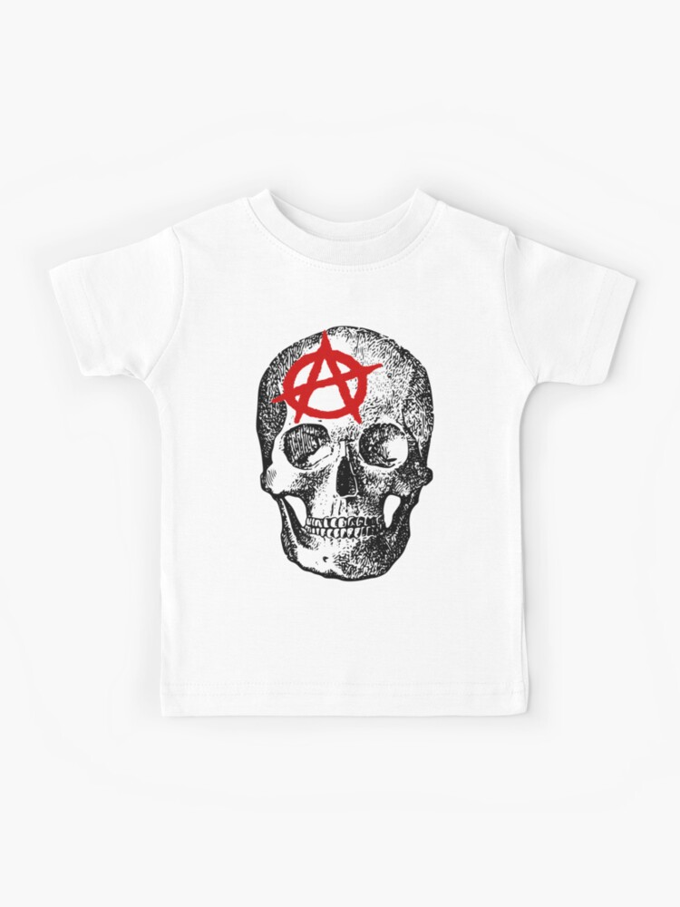 Enfants Garçons Filles Anarchy T-shirt axes skull biker gothique rock punk métal squelette 