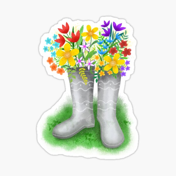 Flowers in Wellington Boots Sticker