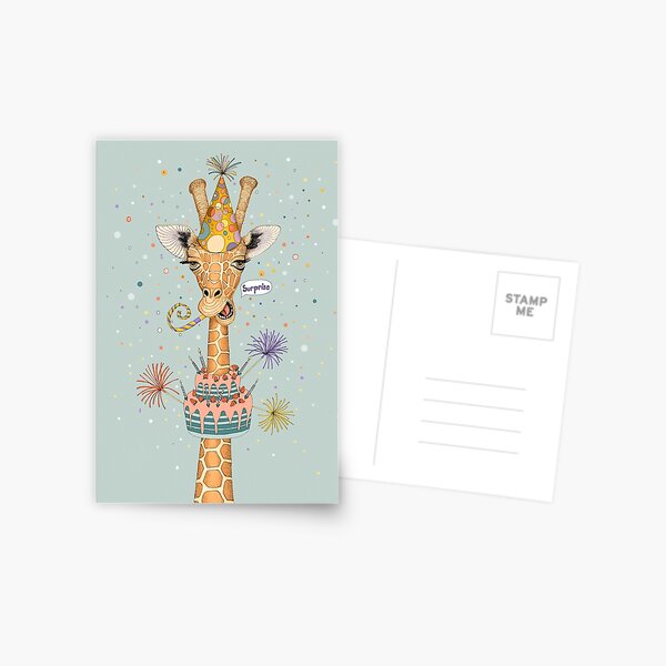 Surprise Happy Birthday Giraffe Postcard