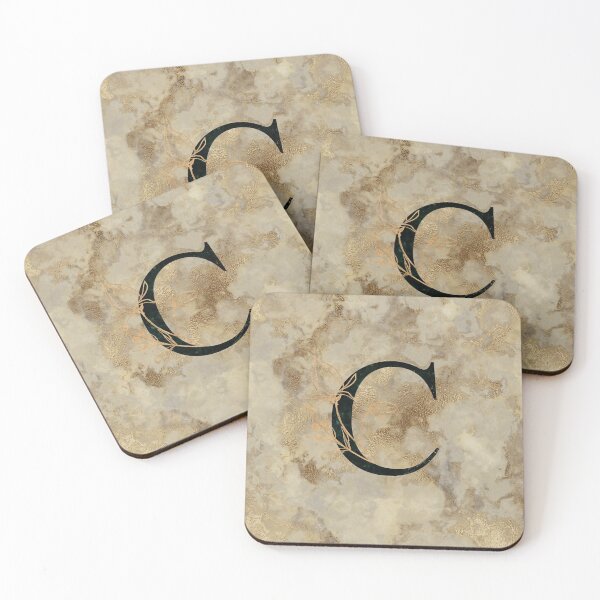 Item preview, Floral Gold Metallic Marble Monogram C designed and sold by MysticMagpie.