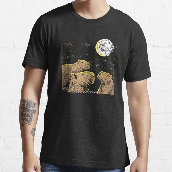 Three moon Capybaras shirt sloth, ferret lovers Essential T-Shirt