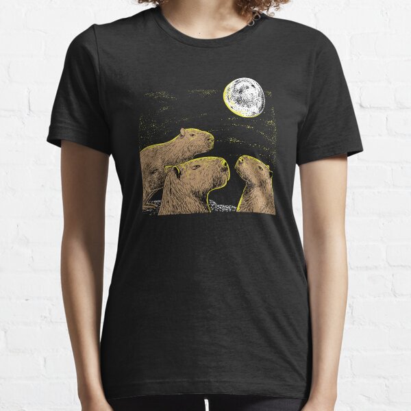 Three moon Capybaras shirt sloth, ferret lovers Essential T-Shirt