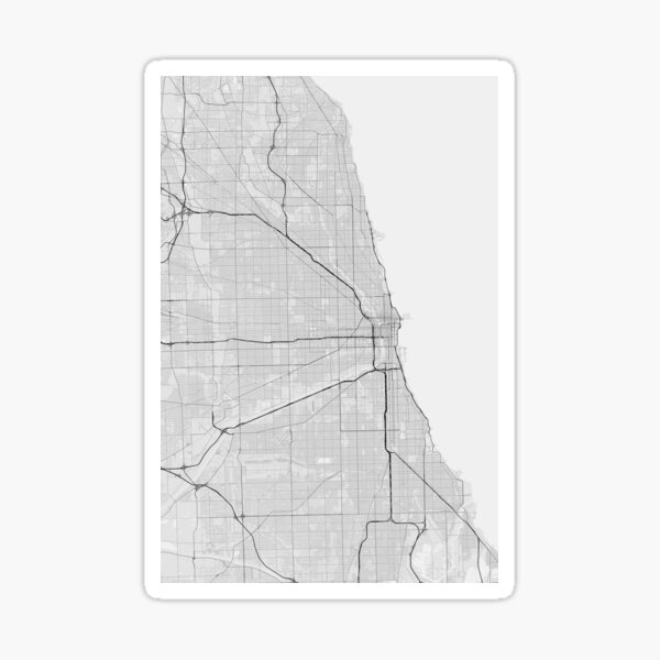 “Chicago, USA Map. (Black on white)” Sticker for Sale by Graphical-Maps