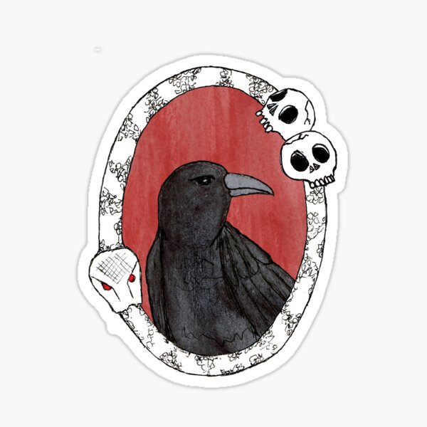 Crow in Vintage Frame Sticker