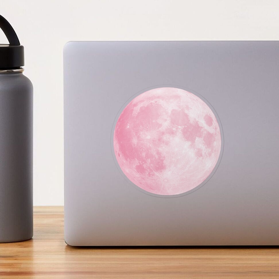 Pink Full Moon Sticker for Sale by Moxie Graphics