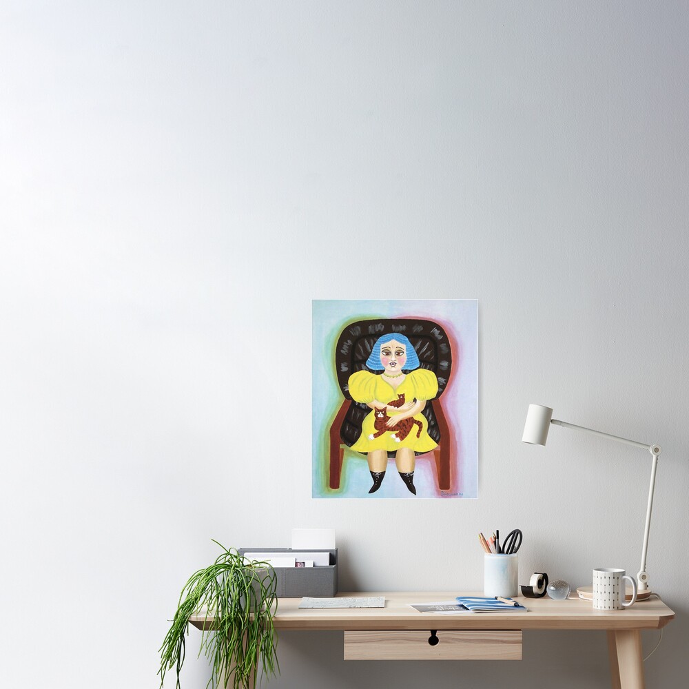 Femme Avec Chat Drosera Weisse Poster By Fuxart Redbubble