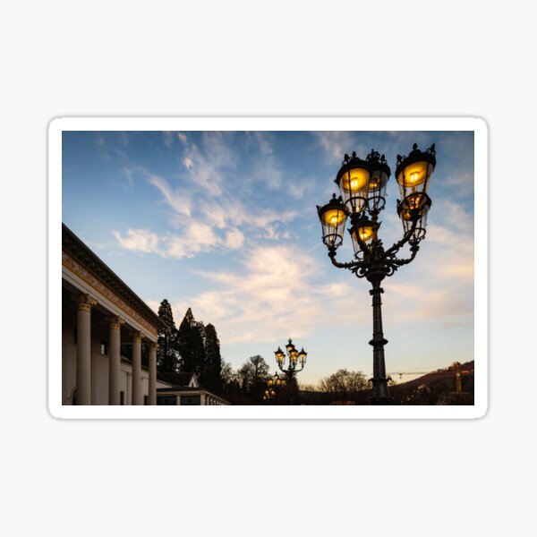 Item preview, Majestic perspective street lamp view while sunset, Baden-Baden casino place, Germany designed and sold by Alexander Sorokopud.
