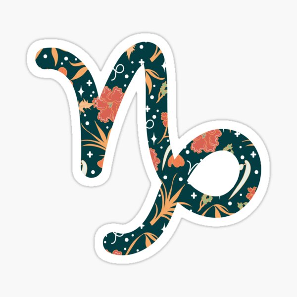 Capricorn Floral Pattern - DARK Sticker